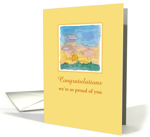 Custom Congratulations Sunrise Landscape Watercolor Painting card