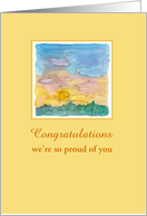 Custom Congratulations Sunrise Landscape Watercolor Painting card