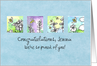 Custom Congratulations Honey Bees Watercolor Plant Illustrations card
