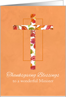 Thanksgiving Blessings Minister Autumn Leaves Cross card
