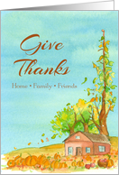 Giving Thanks Home Family Friends Fall Harvest card