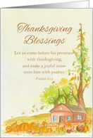 Thanksgiving Blessings Bible Scripture Psalms Watercolor Art card