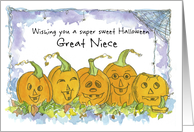 Happy Halloween Great Niece Pumpkins Spiders card