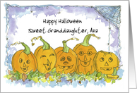 Happy Halloween Custom Name Pumpkins Spiders card