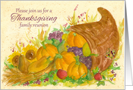 Thanksgiving Family Reunion Invitation Cornucopia Watercolor Art card