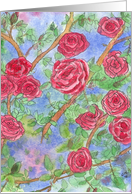 Happy Valentine’s Day Painted Red Roses Royal Blue card