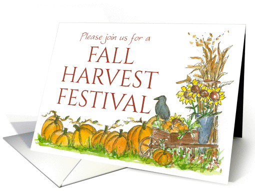 Fall Harvest Festival Invitation Pumpkins Crow... (1300590)