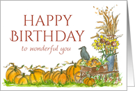 Happy Fall Birthday Wonderful You Pumpkins card