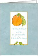 Church Secretary Happy Birthday Apricot Fruit Watercolor Art card