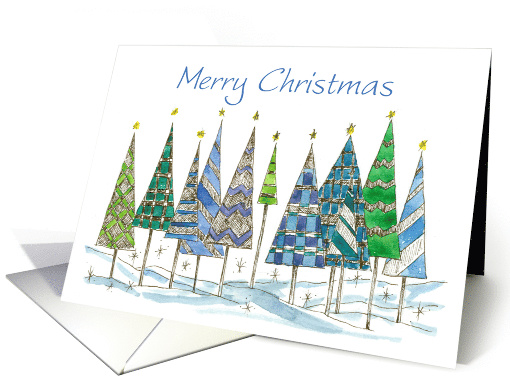 Merry Christmas Holiday Trees Drawing Snow card (1302616)