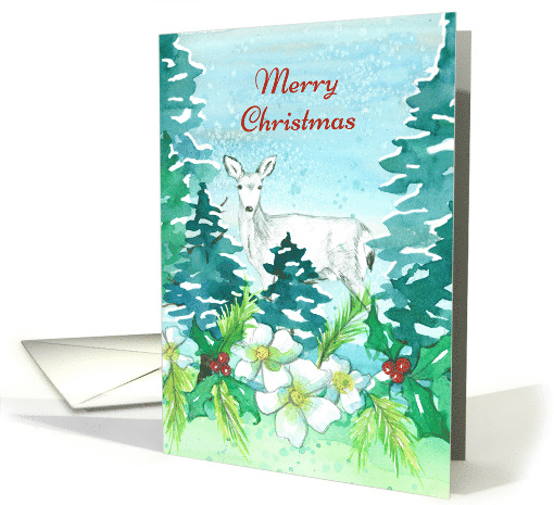 Merry Christmas Deer Winter Forest card (1303074)