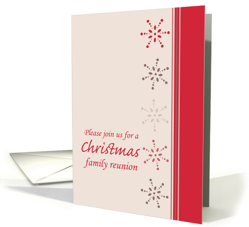 Christmas Family Reunion Invitation Snowflakes Red Stripes card