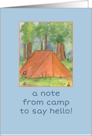 Note From Camp Tent Forest Watercolor Art Illustration card