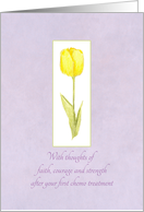 Congratulations First Chemotherapy Treatment Yellow Tulip Flower card