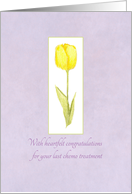 Congratulations Last Chemotherapy Treatment Yellow Tulip Flower card