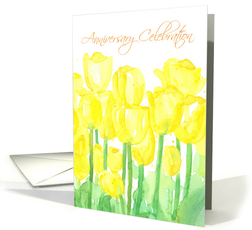 Anniversary Celebration Invitation Yellow Tulip Flowers... (130723)
