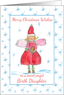 Merry Christmas Sweet Angel Birth Daughter Blue Snowflakes card