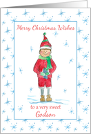Merry Christmas Godson Holiday Elf Snowflakes card