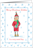 Merry Christmas To A Very Sweet Boy Elf Snowflakes card