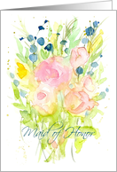 Maid of Honor Pink Roses Flower Bouquet card