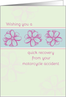 Motorcycle Accident Get Well Card Pink Flower Illustration card