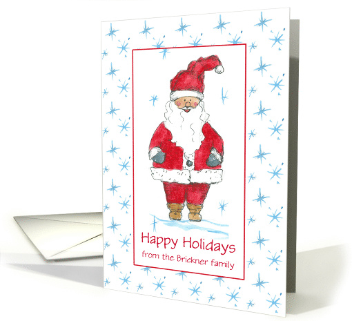 Happy Holidays Santa Claus Snowflakes Custom Name card (1321176)