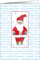 Happy Holidays Merry Christmas Santa Claus Blue Snowflakes card
