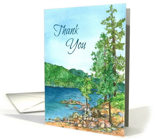 Thank You Mountain Lake Watercolor Blank card (1330892)