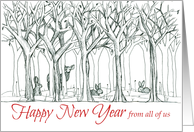 Happy New Year From All of Us Forest Animals card