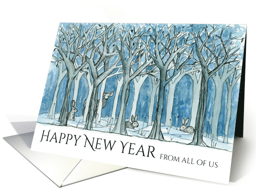 Happy New Year From All of Us Forest Animals card (1332854)