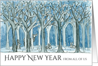 Happy New Year From All of Us Forest Animals card