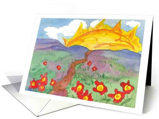 Encouragement Sunshine and Flowers Watercolor Landscape card (133734)