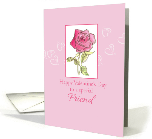 Happy Valentine's Day Special Friend Pink Rose Watercolor card
