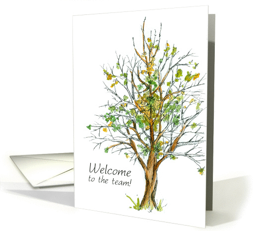 Welcome To The Team Employee Business Autumn Tree Drawing card