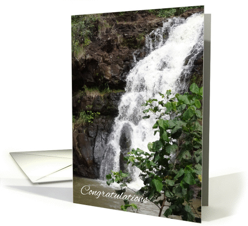 Congratulations Waterfall Photograph Green Foliage card (1351574)