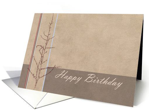 Happy Birthday Botanical Plant Earth Tone Stripes card (1352808)
