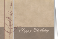 Happy Birthday Botanical Plant Earth Tone Stripes card