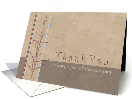 Lean Team Thank You Botanical Plant Art Earth Tone Stripes card