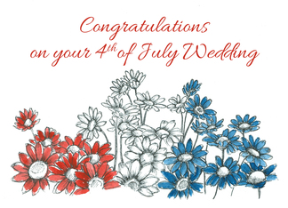 4th of July Wedding Congratulations Red White Blue Daisy