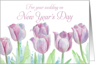 New Year’s Day Wedding Congratulations Mauve Pink Tulip Flowers card