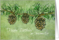 Happy Birthday on Christmas Eve Pinecones card