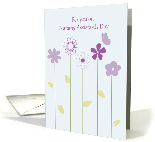 For You on Nursing Assistants Day Purple Flowers Butterfly card