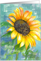 Happy Birthday Yellow Sunflower Watercolor card