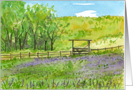 Purple Wildflowers Pasture Watercolor Painting Blank card