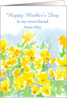 Happy Mother’s Day Custom Name Card Yellow Pansies Watercolor card
