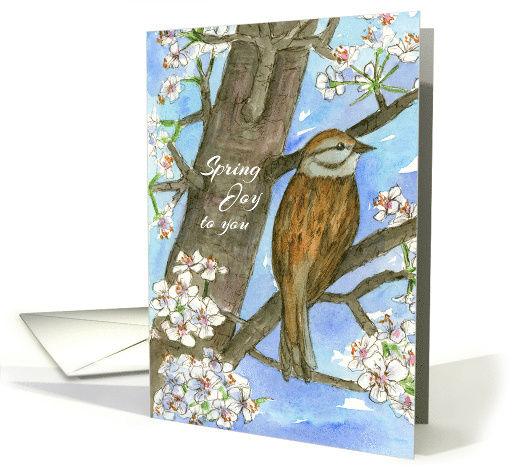 Spring Joy To You Sparrow Bird Tree card (1376510)