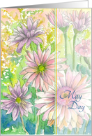 Happy May Day Pink Daisy Flowers card