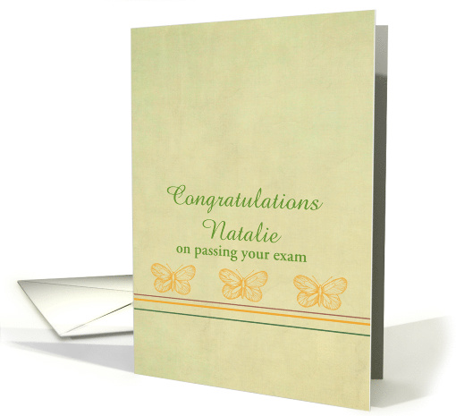 Congratulations Passing Your Test Custom Name Yellow Butterflies card