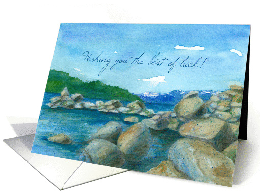 Wishing You The Best of Luck Mountain Lake Watercolor Painting card