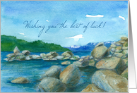 Wishing You The Best of Luck Mountain Lake Watercolor Painting card